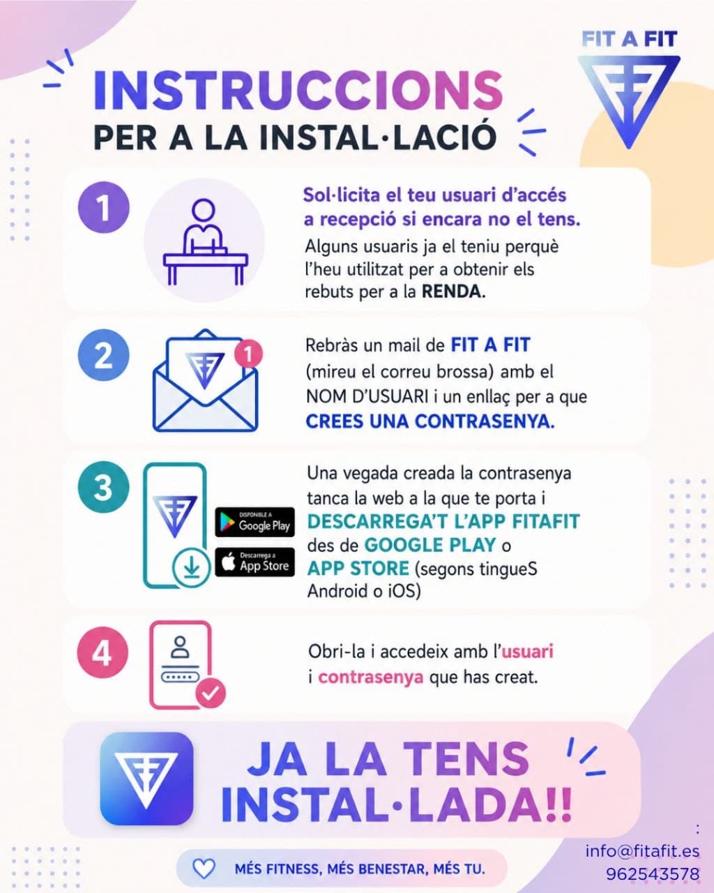 Instruccions per instal·lar i accedir a la nova app Fit a Fit