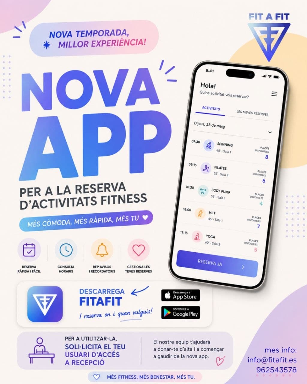 Nova app Fit a Fit per reservar activitats fitness